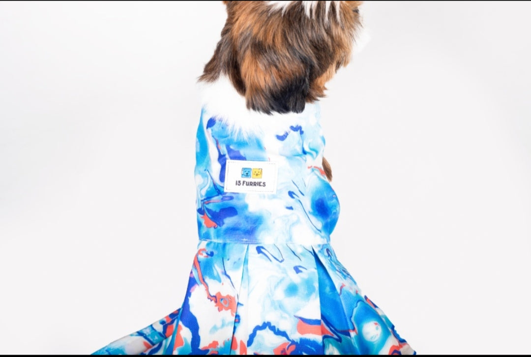 Blue Fluid Art Dress