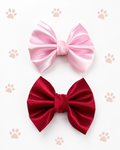 Pack of Two Satin  Bow for Dogs and Cats:  Red and Pink