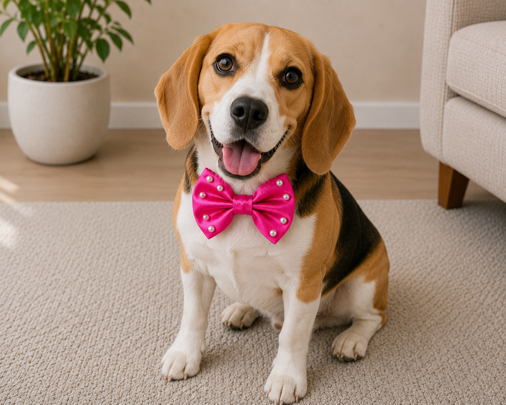 PEARL HOT PINK   Satin Bow for  Dogs and Cats
