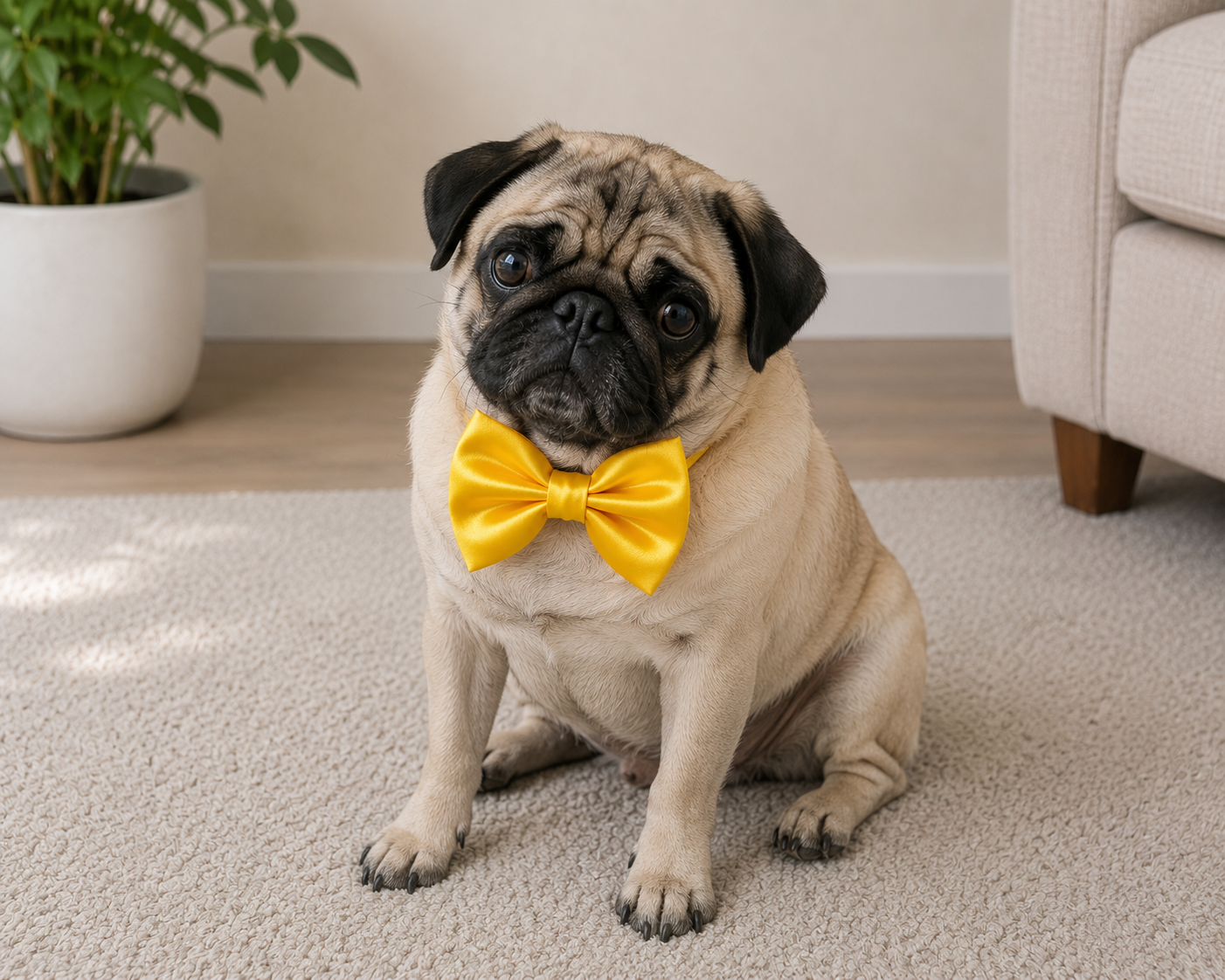 SUNSHINE YELLOW  Satin Bow for  Dogs and Cats