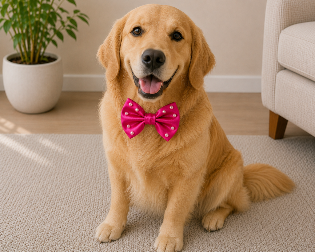 PEARL HOT PINK   Satin Bow for  Dogs and Cats