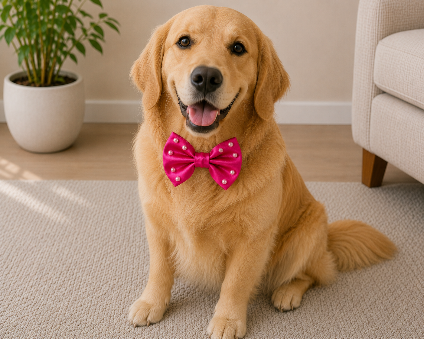 PEARL HOT PINK   Satin Bow for  Dogs and Cats