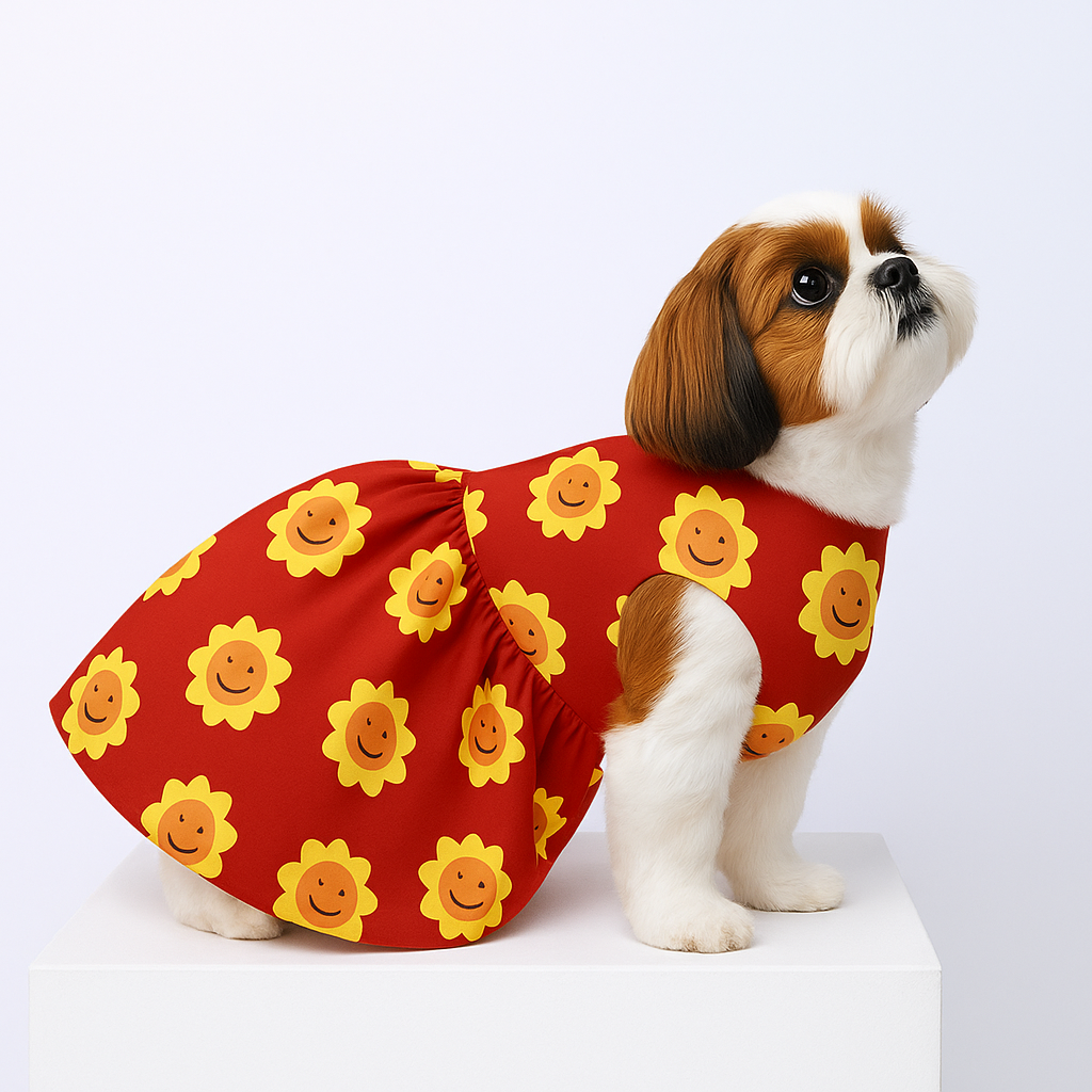SMILING  SUNFLOWER DOG DRESS
